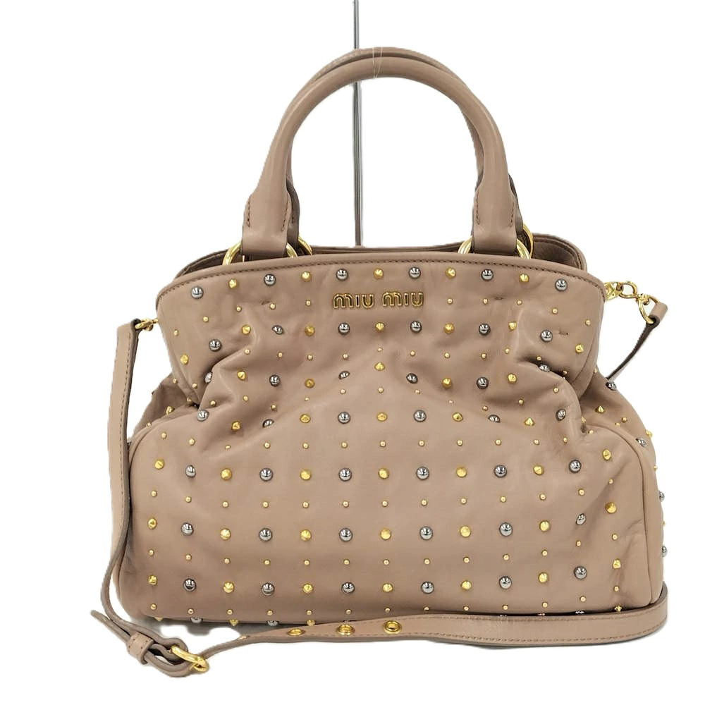 Miu Miu Studded Shoulder Handbag Pink